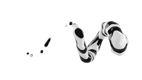 Abstract zebra pattern fluid swirling and morphing on white background. 3d Stock Footage 347882030