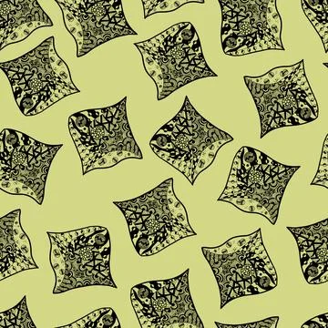 Abstract Zenart Seamless Pattern on the Green Background. Stock Illustration
