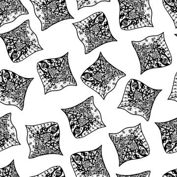 Abstract Zenart Seamless Pattern on the White Background. Stock Illustration