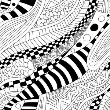 Abstract zentangle doodle waves seamless pattern. Stock Illustration