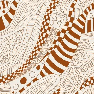 Abstract zentangle doodle waves seamless pattern. Stock Illustration
