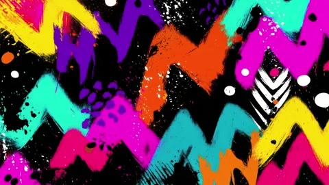 Abstract Zigzag Background With Neon Chevron Waves on Black Stock Footage 315513312