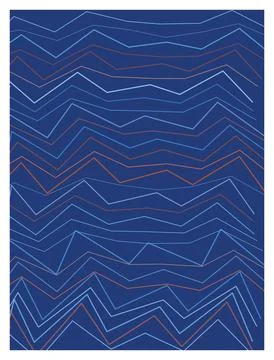 Abstract zigzag line pattern on blue background with warm copper accents. 스톡 일러스트