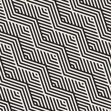 Abstract ZigZag Parallel Stripes. Stylish Ethnic Ornament. Vector Seamless .. Illustrazione stock