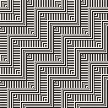 Abstract ZigZag Parallel Stripes. Stylish Ethnic Ornament. Vector Seamless .. Illustrazione stock