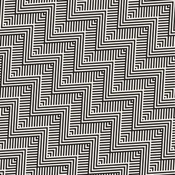 Abstract ZigZag Parallel Stripes. Stylish Ethnic Ornament. Vector Seamless .. Illustrazione stock