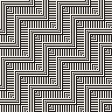 Abstract ZigZag Parallel Stripes. Vector Seamless Pattern. Repeating Monoch.. Stock Illustration