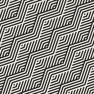 Abstract ZigZag Parallel Stripes. Vector Seamless Pattern. Repeating Monoch.. Stock Illustration