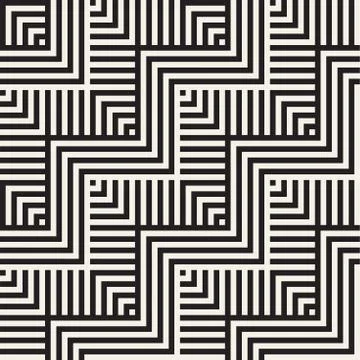 Abstract ZigZag Parallel Stripes. Vector Seamless Pattern. Repeating Monoch.. 스톡 일러스트
