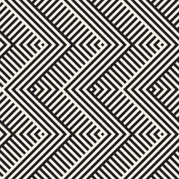 Abstract ZigZag Parallel Stripes. Vector Seamless Pattern. Repeating Monoch.. Stock Illustration