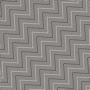 Abstract ZigZag Parallel Stripes. Vector Seamless Pattern. Repeating Monoch.. Stock Illustration