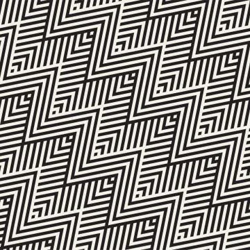 Abstract ZigZag Parallel Stripes. Vector Seamless Pattern. Repeating Monoch.. Stock Illustration