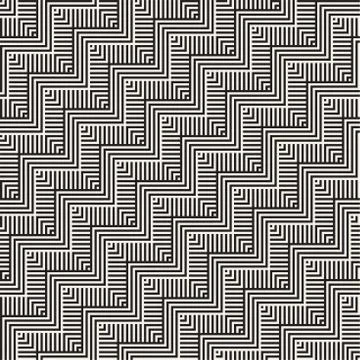 Abstract ZigZag Parallel Stripes. Vector Seamless Pattern. Repeating Monoch.. 스톡 일러스트