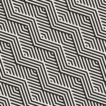 Abstract ZigZag Parallel Stripes. Vector Seamless Pattern. Repeating Monoch.. Stock Illustration