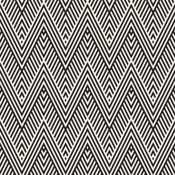 Abstract ZigZag Parallel Stripes. Vector Seamless Pattern. Repeating Monoch.. Stock Illustration