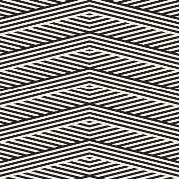Abstract ZigZag Parallel Stripes. Vector Seamless Pattern. Repeating Monochrome Stock Illustration