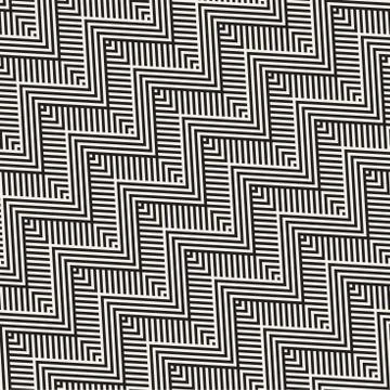 Abstract ZigZag Parallel Stripes. Vector Seamless Pattern. Repeating Monochrome 스톡 일러스트