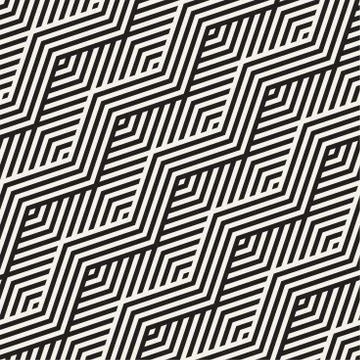 Abstract ZigZag Parallel Stripes. Vector Seamless Pattern. Repeating Monochrome Illustrazione stock