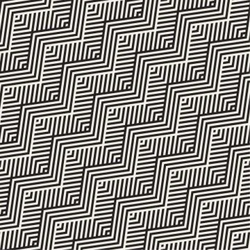 Abstract ZigZag Parallel Stripes. Vector Seamless Pattern. Repeating Monochrome Illustrazione stock