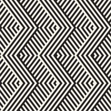 Abstract ZigZag Parallel Stripes. Vector Seamless Pattern. Repeating Monochrome Illustrazione stock