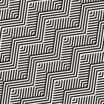 Abstract ZigZag Parallel Stripes. Vector Seamless Pattern. Repeating Monochrome Illustrazione stock