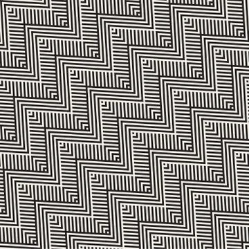 Abstract ZigZag Parallel Stripes. Vector Seamless Pattern. Repeating Monochrome 스톡 일러스트