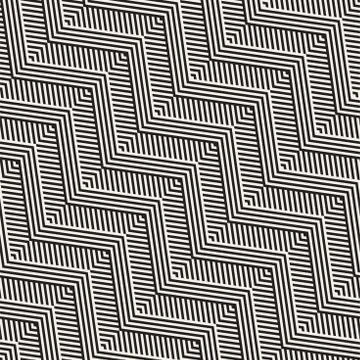 Abstract ZigZag Parallel Stripes. Vector Seamless Pattern. Repeating Monochrome 스톡 일러스트