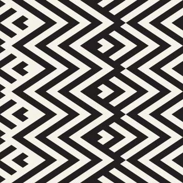 Abstract ZigZag Parallel Stripes. Vector Seamless Pattern. Repeating Monochrome Illustrazione stock