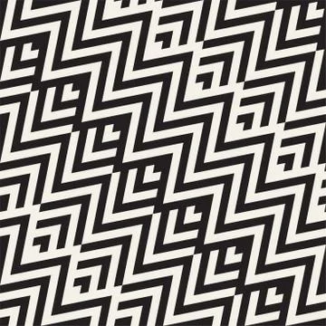 Abstract ZigZag Parallel Stripes. Vector Seamless Pattern. Repeating Monochrome 스톡 일러스트