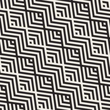 Abstract ZigZag Parallel Stripes. Vector Seamless Pattern. Repeating Monochrome イラスト素材