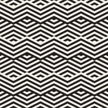 Abstract ZigZag Parallel Stripes. Vector Seamless Pattern. Repeating Monochrome Stock Illustration