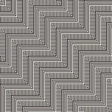 Abstract ZigZag Parallel Stripes. Vector Seamless Pattern. Repeating Monochrome 스톡 일러스트