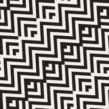 Abstract ZigZag Parallel Stripes. Vector Seamless Pattern. Repeating Monochrome イラスト素材
