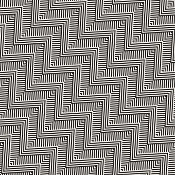 Abstract ZigZag Parallel Stripes. Vector Seamless Pattern. Repeating Monochrome Stock Illustration