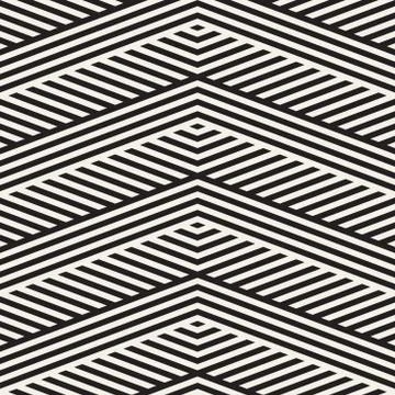 Abstract ZigZag Parallel Stripes. Vector Seamless Pattern. Repeating Monochrome Stock Illustration