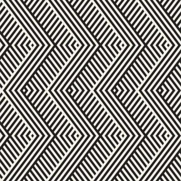 Abstract ZigZag Parallel Stripes. Vector Seamless Pattern. Repeating Monochrome Illustrazione stock
