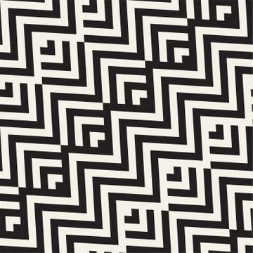 Abstract ZigZag Parallel Stripes. Vector Seamless Pattern. Repeating Monochrome Illustrazione stock