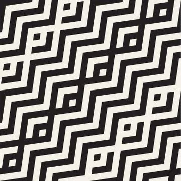 Abstract ZigZag Parallel Stripes. Vector Seamless Pattern. Repeating Monochrome Stock Illustration