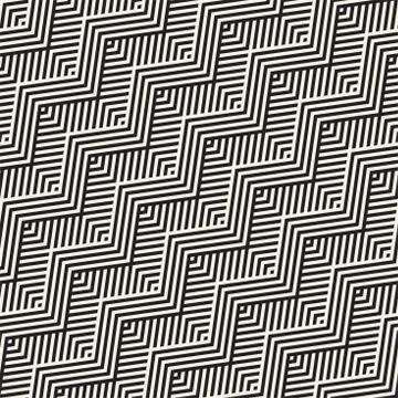 Abstract ZigZag Parallel Stripes. Vector Seamless Pattern. Repeating Monochrome 스톡 일러스트
