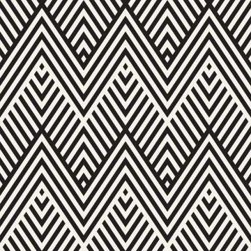 Abstract ZigZag Parallel Stripes. Vector Seamless Pattern. Repeating Monochrome 스톡 일러스트