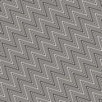 Abstract ZigZag Parallel Stripes. Vector Seamless Pattern. Repeating Monochrome イラスト素材