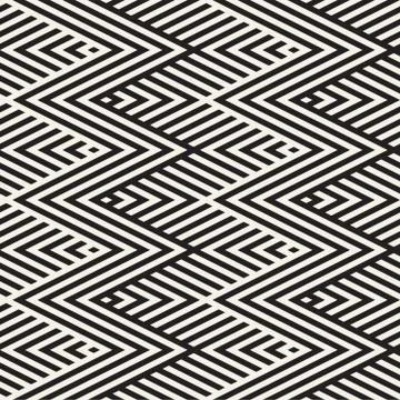 Abstract ZigZag Parallel Stripes. Vector Seamless Pattern. Repeating Monochrome 스톡 일러스트