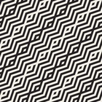 Abstract ZigZag Parallel Stripes. Vector Seamless Pattern. Repeating Monochrome 스톡 일러스트