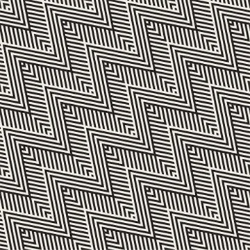 Abstract ZigZag Parallel Stripes. Vector Seamless Pattern. Repeating Monochrome Illustrazione stock