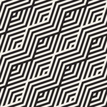 Abstract ZigZag Parallel Stripes. Vector Seamless Pattern. Repeating Monochrome 스톡 일러스트