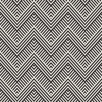 Abstract ZigZag Parallel Stripes. Vector Seamless Pattern. Repeating Monochrome Illustrazione stock