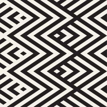 Abstract ZigZag Parallel Stripes. Vector Seamless Pattern. Repeating Monochrome Illustrazione stock