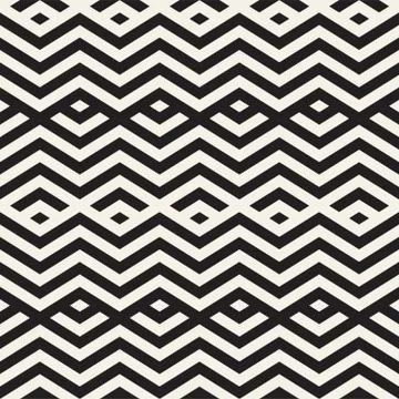Abstract ZigZag Parallel Stripes. Vector Seamless Pattern. Repeating Monochrome Illustrazione stock