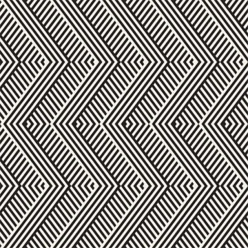 Abstract ZigZag Parallel Stripes. Vector Seamless Pattern. Repeating Monochrome Illustrazione stock