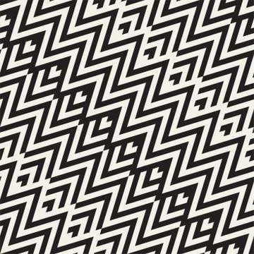 Abstract ZigZag Parallel Stripes. Vector Seamless Pattern. Repeating Monochrome Illustrazione stock